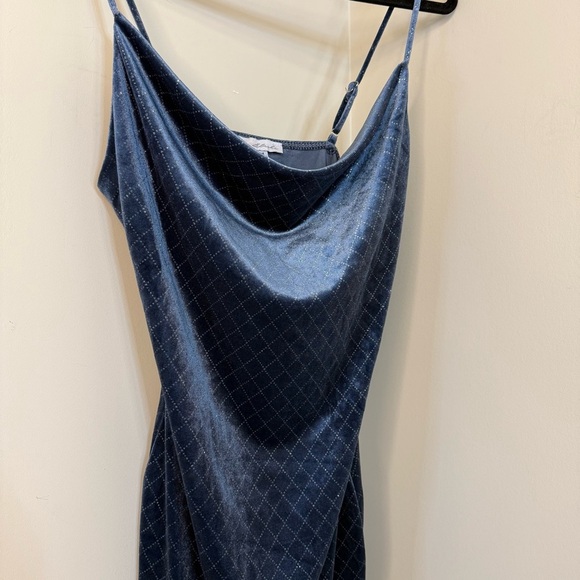 Blashe Baby Blue Glitter Cowl Neck Dress Size M – Fitted Perfect for New Year’s - Picture 3 of 6